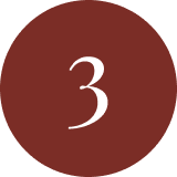 White number three on maroon background